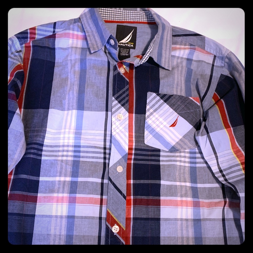 Nautica long sleeve button down shirt blue red